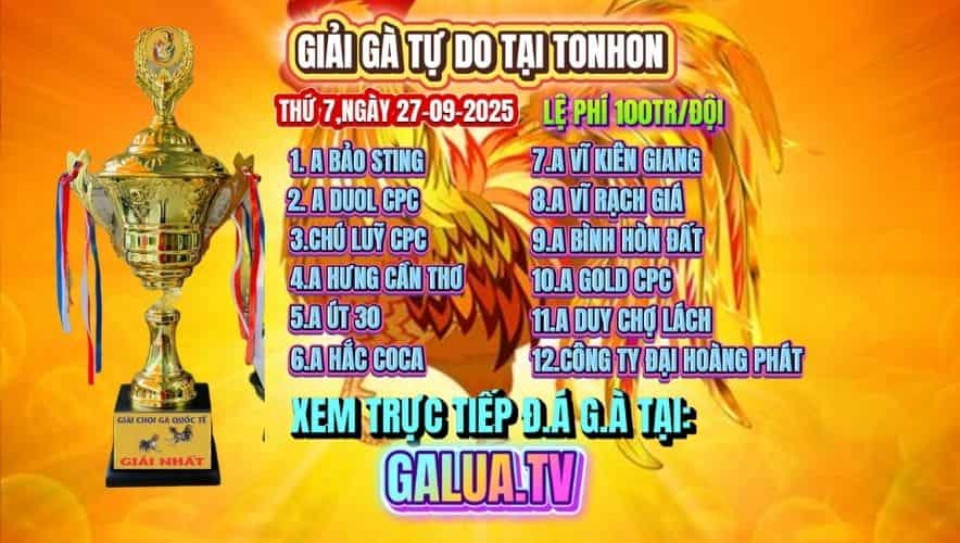 DANH SÁCH GIẢI GÀ TONHON NGÀY 27/09/2025